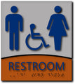 Unisex Accessible Restroom ADA Sign in Brushed Aluminum & Wood - 8"x9" thumbnail