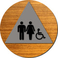Unisex Accessible Bathroom Door Sign - Aluminum & Wood - 12" x 12" thumbnail