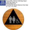 Unisex Accessible Bathroom Door Sign - Aluminum & Wood - 12" x 12" thumbnail