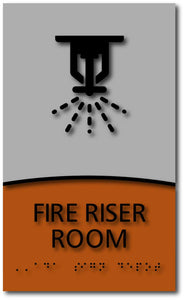 Modern Design ADA Compliant Fire Riser Room Name Signs with Braille