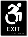 NY Compliant Dynamic Wheelchair Icon Exit ADA Signs - 6" x 8" thumbnail