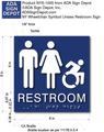 NY/CT Compliant Unisex Wheelchair Accessible Restroom ADA Signs - 8" x 8" thumbnail