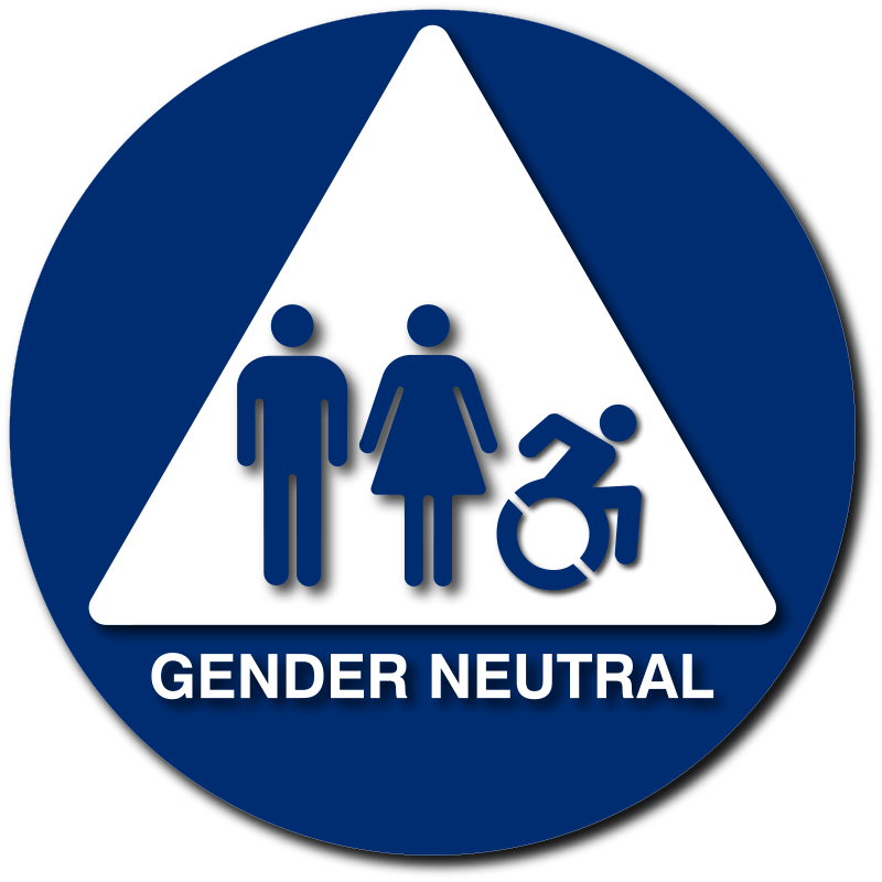Gender Neutral Restroom Door Sign New York Dynamic Wheelchair Symbol