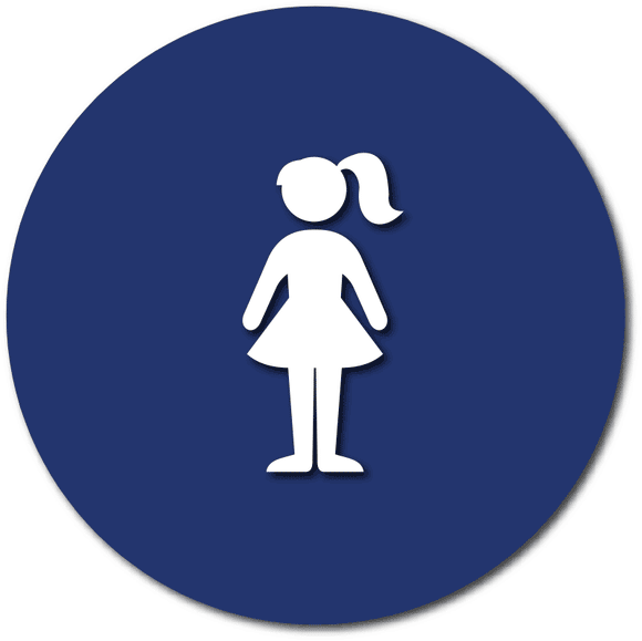 T24-1017 Girls Bathroom Door ADA Signs for Schools in Blue