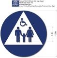 Family Unisex Wheelchair Accessible Restroom Door Sign - 12" x 12" thumbnail