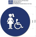 Girls Wheelchair Accessible Bathroom Door ADA Signs - 12" x 12" Circle thumbnail