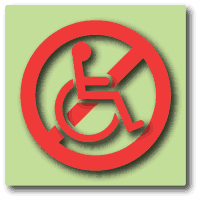 Not Wheelchair Accessible Sign - Tactile Symbol on LaserGlow - 6" x 6"