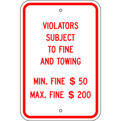 PAR-1044 Pennsylvania Handicapped Parking Supplemental Fines Sign