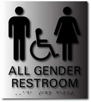 Brushed Aluminum Restroom ADA Signs