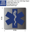 Star of Life Elevator Door Jamb Sign - Brushed Aluminum - 4" x 4"  thumbnail