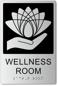 Wellness Room Sign in Brushed Aluminum Style Acrylic