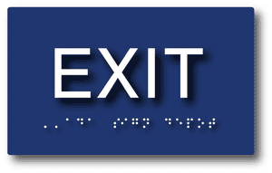 ADA-1002 Tactile Braille ADA Exit Sign in Blue