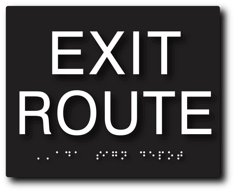ADA Sign, Exit, Plastic, 4 x 4, Clear/White