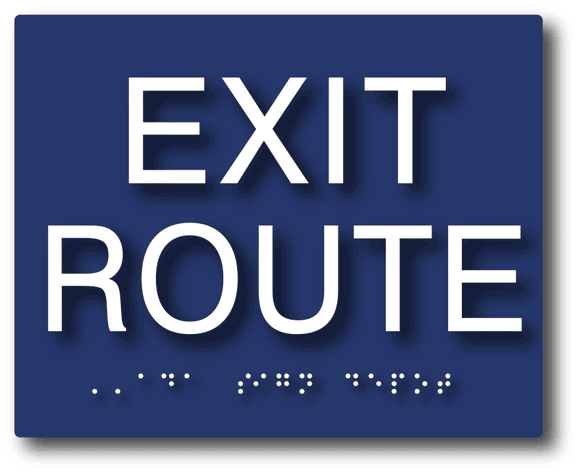ADA-1003 Tactile Braille ADA Exit Route Sign in Blue