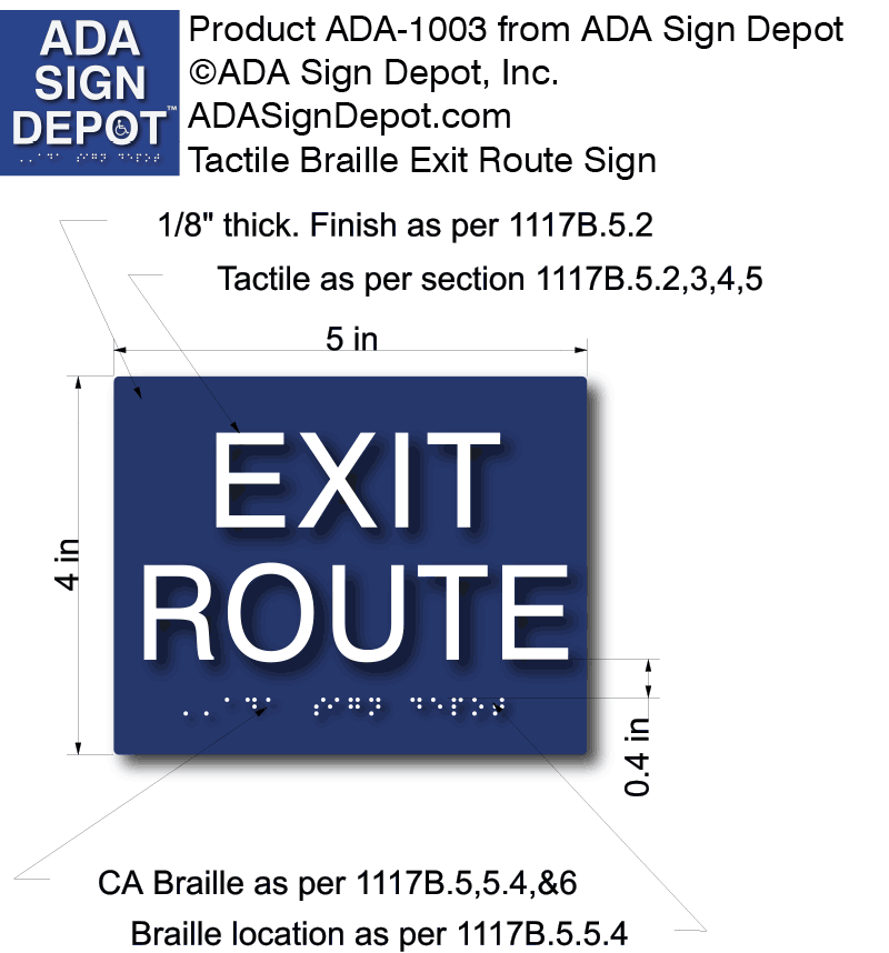 Tap Exit Rout Sign ADA Exit Route Sign with Tactile Text and Grade 2 Braille – ADA Sign Depot
