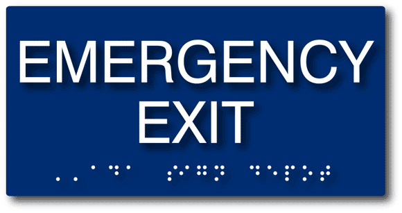 ADA-1005 Emergency Exit Sign with Tactile Text and Grade 2 Braille - in Blue