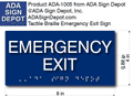 ADA Emergency Exit Sign - 8" x 4" - ADA Compliant Tactile Braille Sign thumbnail