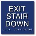 Exit Stair Down ADA Signs - 6" x  6" - ADA Compliant Braille Sign thumbnail