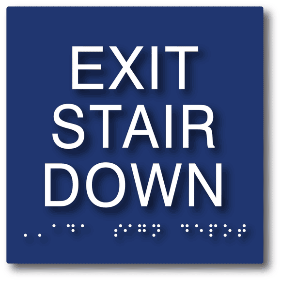 ADA-1014 Tactile Braille ADA Exit Stair Down Sign in Blue