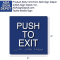 Push To Exit ADA Signs - 6" x 6" thumbnail