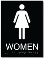 Womens Restroom Braille ADA Signs - 6" x 8" thumbnail