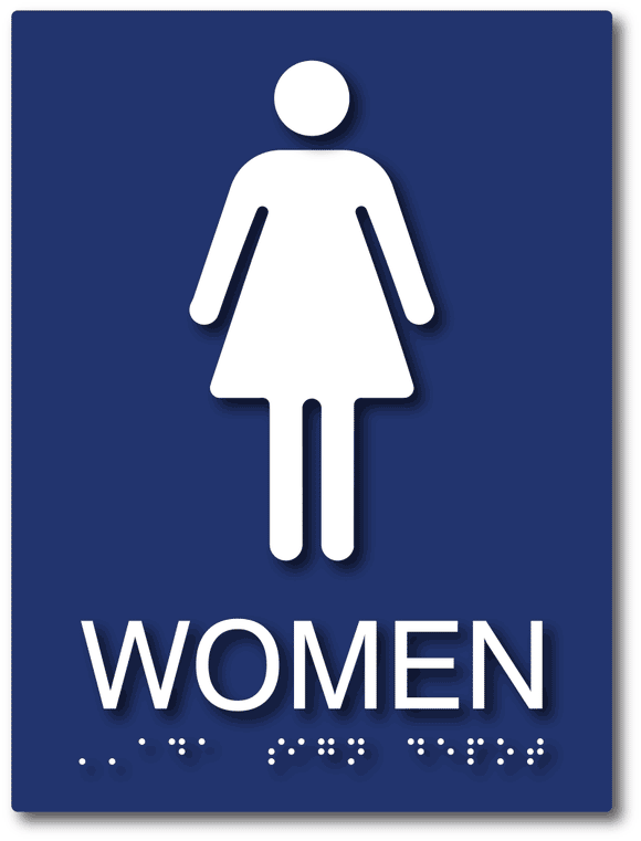 ADA-1020 Women Restroom Tactile Braille ADA Sign in Blue