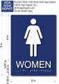 Womens Restroom Braille ADA Signs - 6" x 8" thumbnail