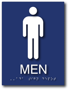 ADA-1021 Men's Restroom Tactile Braille ADA Sign in Blue