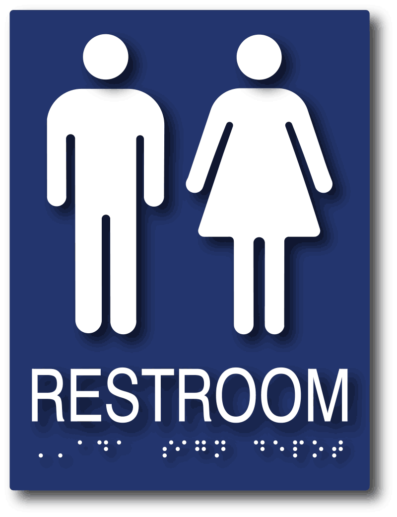 Restroom Sign with Tactile Text and Braille – ADA Sign Depot