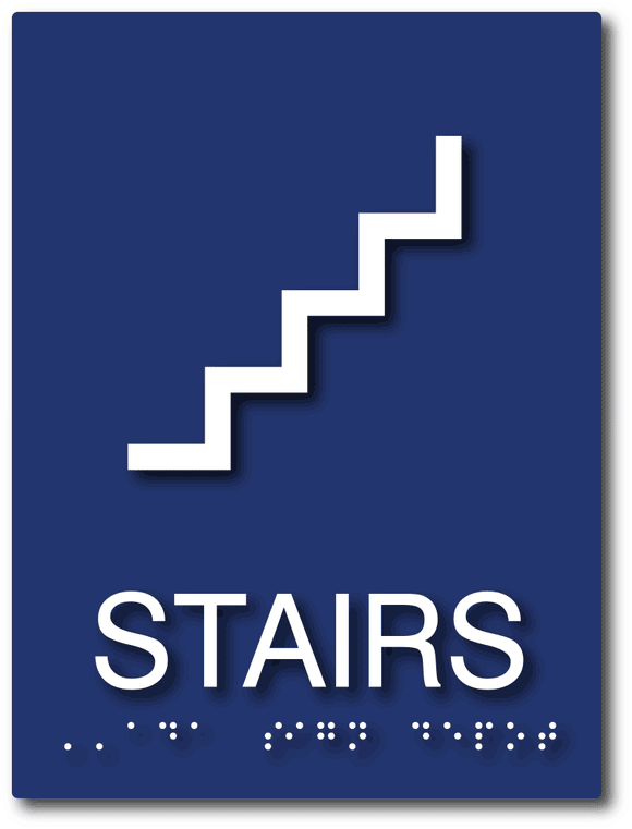 ADA-1023 Stairs Symbol Sign with Tactile Wording and Braille in Blue