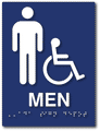 Mens Wheelchair Accessible Restroom Wall ADA Signs - 6" x 8" thumbnail