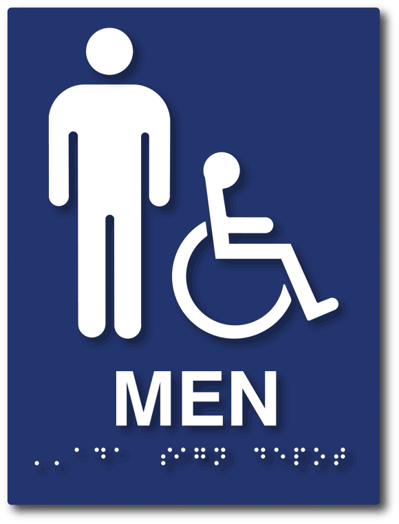 ADA-1025 Men's Wheelchair Access Restroom Tactile Braille ADA Sign in Blue
