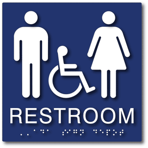 ADA-1026 Unisex Wheelchair Access Restroom Tactile Braille ADA Sign in Blue