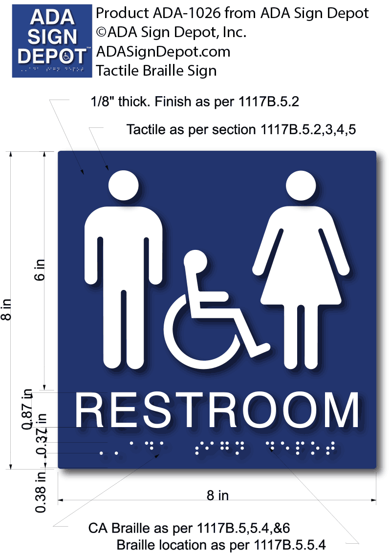 Ada Sign Dimensions Dimensions Handicap Restroom Signs