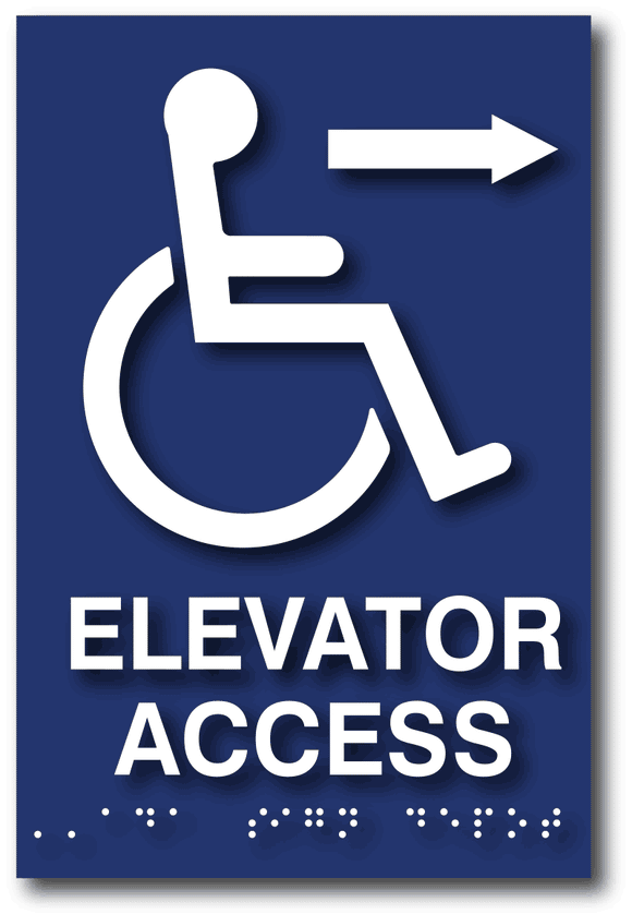 ADA-1028 Wheelchair Elevator Access Sign - Blue