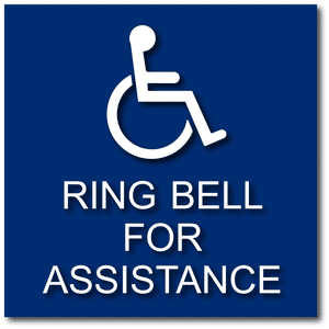 ADA-1029 Ring Bell For Assistance ADA Sign - Blue
