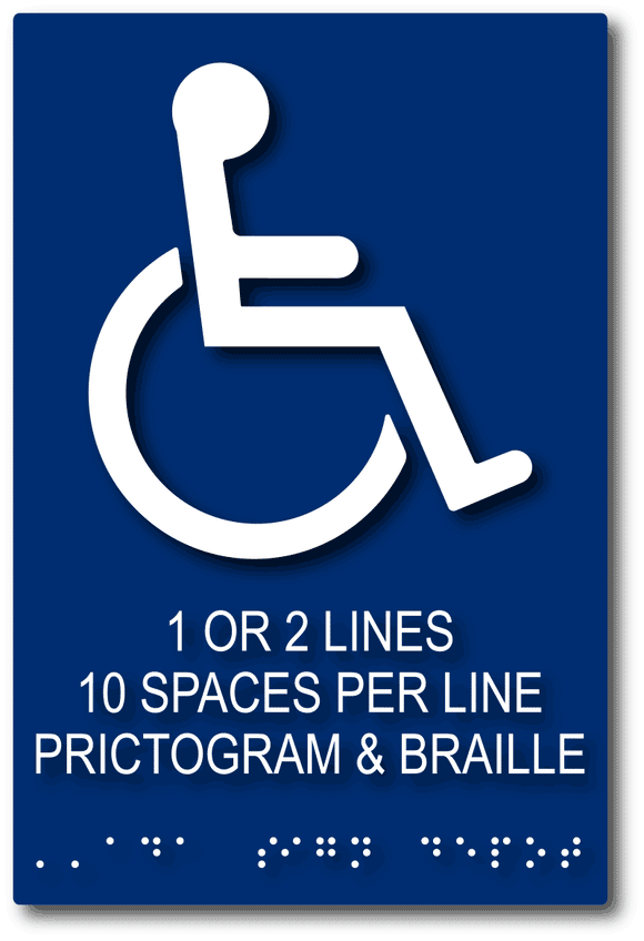 ADA-1032 Custom ADA Compliant Signs with Symbol, Words, and Braille - 6" x 9" - Blue