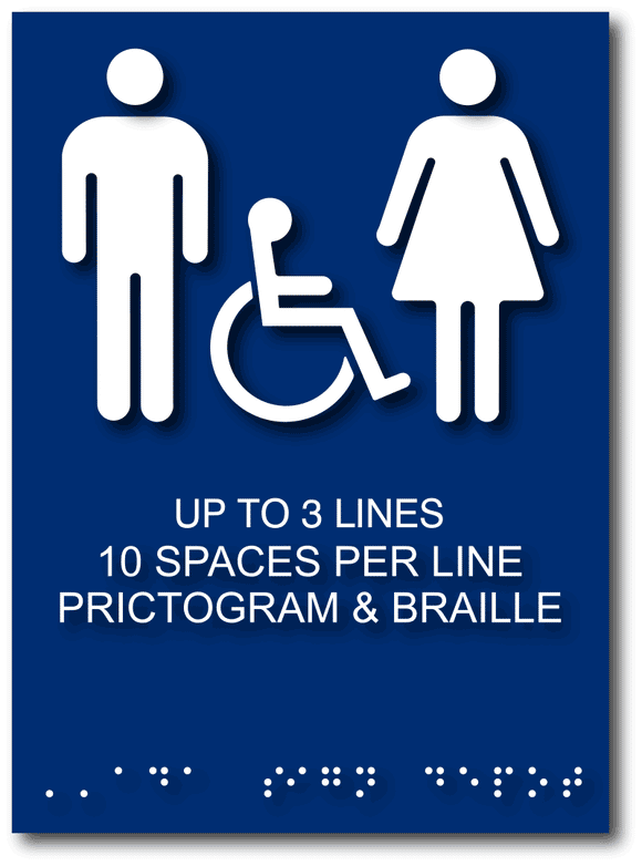 ADA-1033 Custom ADA Compliant Signs with Tactile Words, Symbols, and Braille - Blue