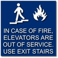 In Case of Fire, Elevators Are Out of Service. Use Stairs. - 8" X 8" thumbnail