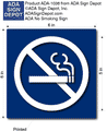 Tactile No Smoking Symbol ADA Signs - 6" x 6" thumbnail