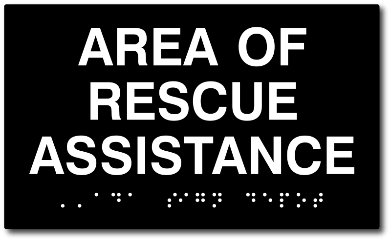 Self Rescues Sign Area Of Rescue Assistance Sign - Tactile Letters and Grade 2 Braille ...