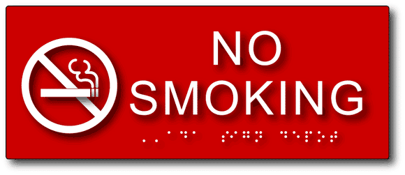 ADA-1043 Tactile Braille No Smoking Sign in Red