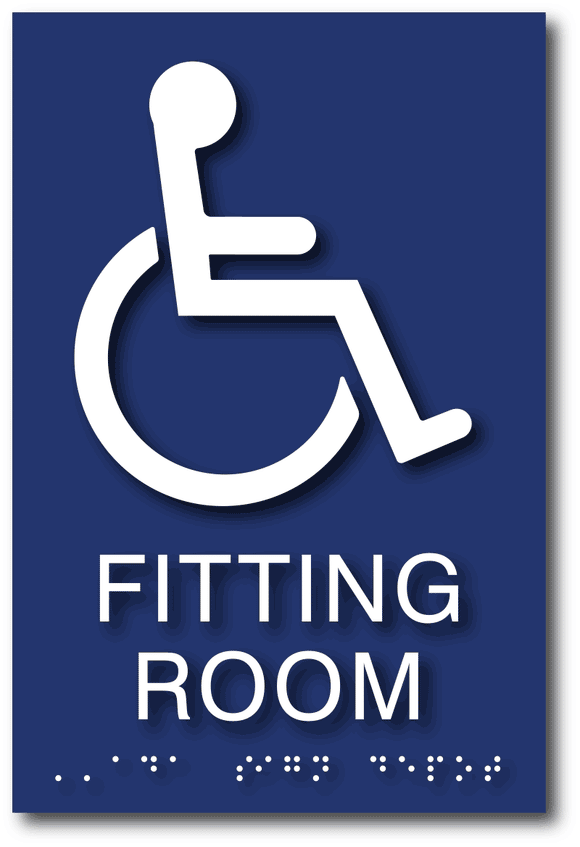 Wheelchair Accessible Symbol Fitting Room Sign with Braille