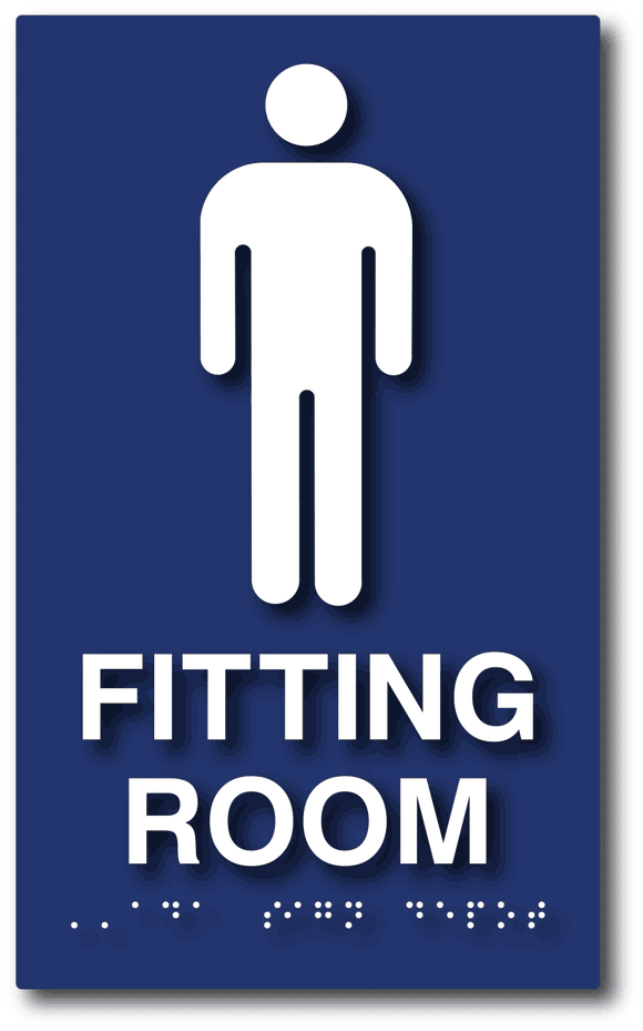 Mens Fitting Room Sign - Tactile Words Male Gender Symbol and Braille