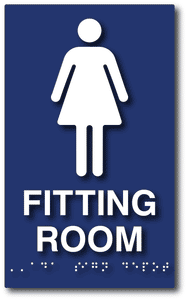 Womens Fitting Room Sign with Female Symbol, Tactile Words and Braille