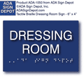 Dressing Room ADA Sign with Tactile Text and Braille - 6" x 4" thumbnail