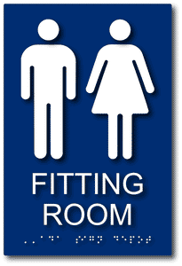 Unisex Fitting Room Sign with Male and Female Symbols and Braille
