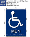 Wheelchair Accessible Mens Bathroom Braille ADA Signs - 6" x 8" thumbnail