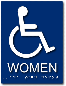ADA-1058 Wheelchair Accessible Women's Restroom Sign in Blue