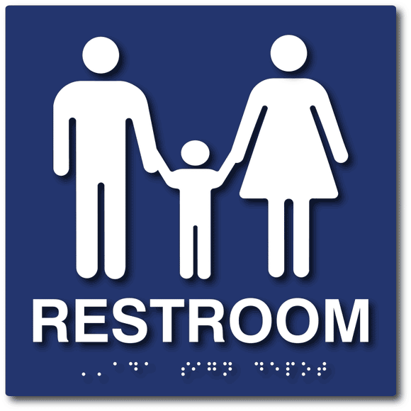 ADA-1059 ADA Compliant Unisex Family Restroom Sign - Blue